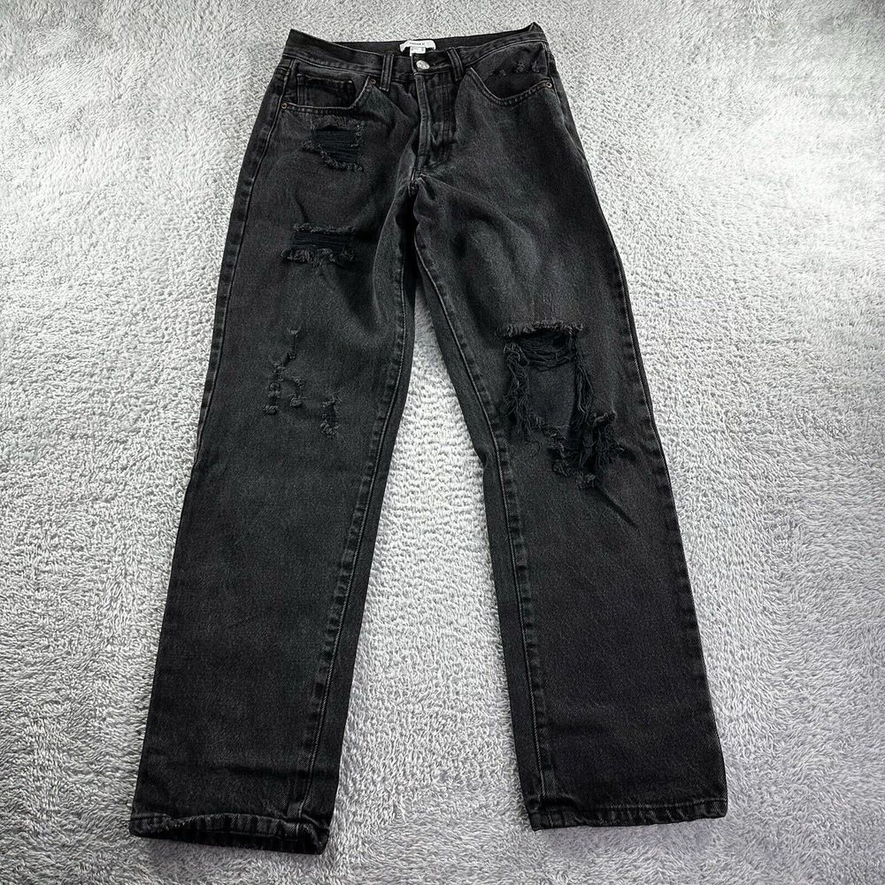 Forever 21 Jeans Womens 26 Black Distressed Retro 90s Baggy Loose FIt Y2K